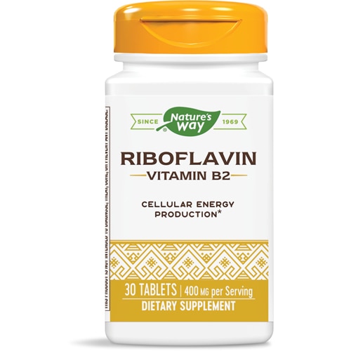 Рибофлавин Витамин B2 — поддерживает клеточную энергию — 400 мг на порцию — 30 таблеток Nature's Way
