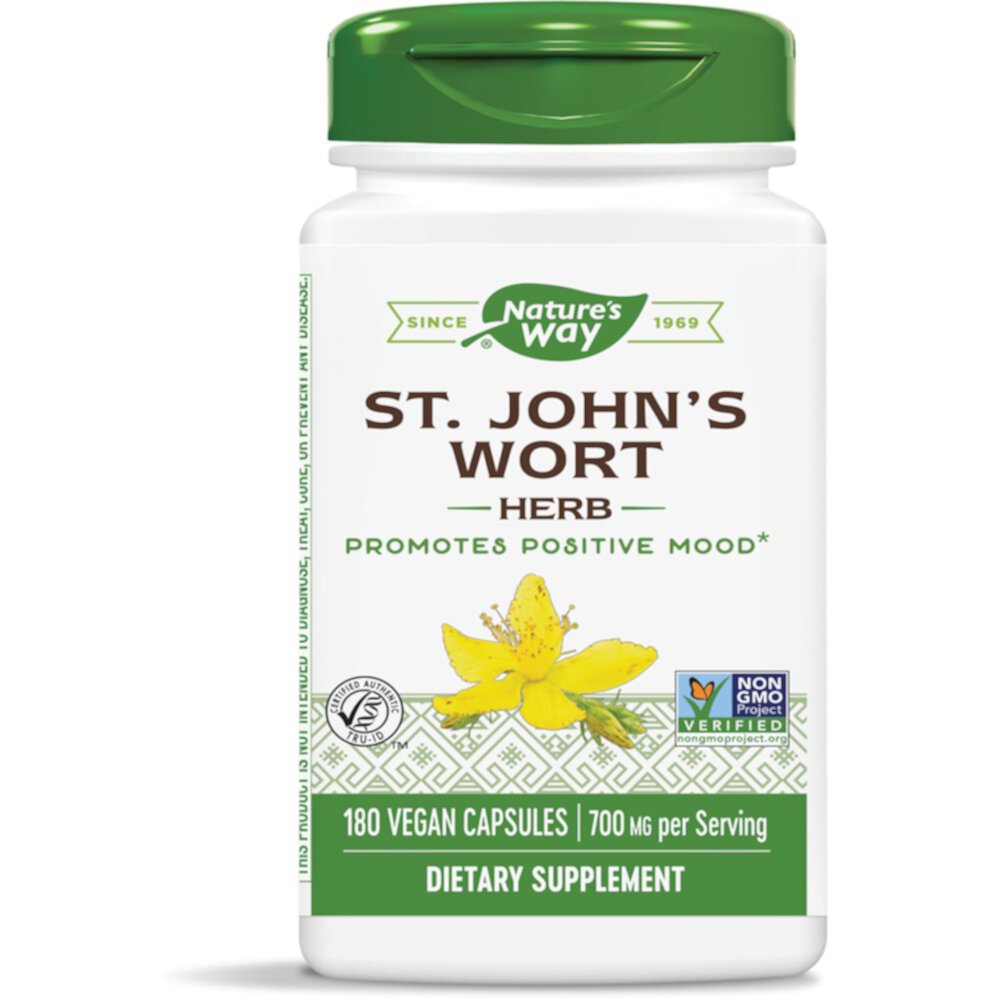 St John's Wort Herb -- 700 mg Per Serving (Порция) - 180 Vegan Capsules (Веганские капсулы) Nature's Way