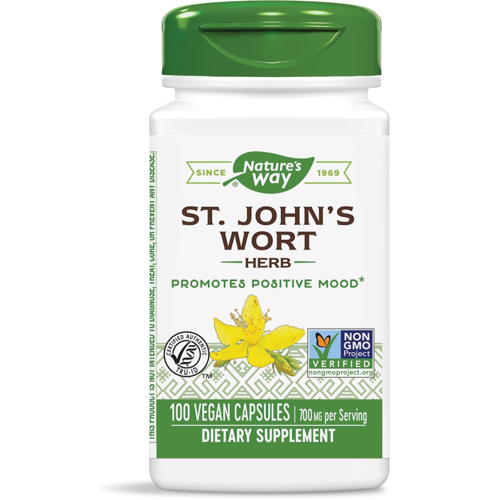 St John's Wort Herb -- 700 mg per 2-Capsule Serving (Порция) - 100 Vegan Capsules (Веганские капсулы) Nature's Way