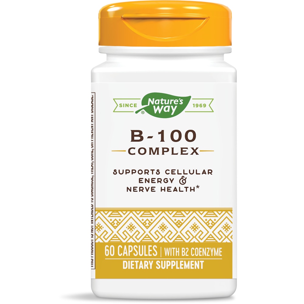 Комплекс витаминов B-100 — поддерживает клеточную энергию и здоровье нервов — 60 капсул Nature's Way