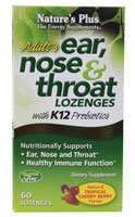 Adult's Ear Nose & Throat Lozenges (Пастилки) with K12 Probiotics Natural Tropical Cherry Berry -- 60 Lozenges NaturesPlus