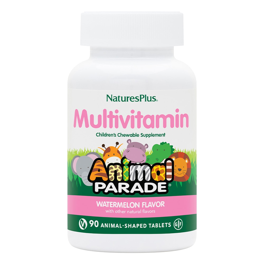 NaturesPlus Animal Parade Детские жевательные мультивитамины и минералы с натуральным арбузом -- 90 жевательных таблеток NaturesPlus