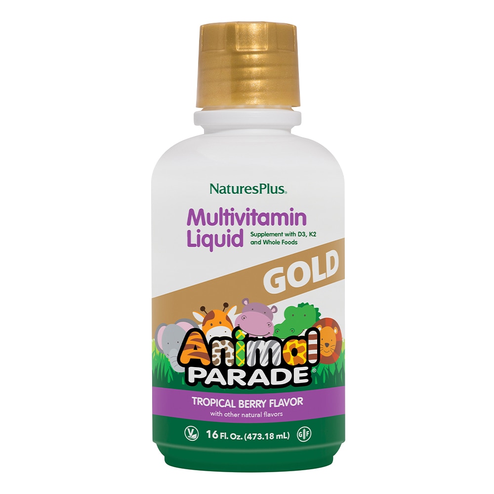 Animal Parade® Gold Детский мультивитамин и минералы в жидкой форме, Натуральный тропический ягодный - 473 мл - NaturesPlus NaturesPlus