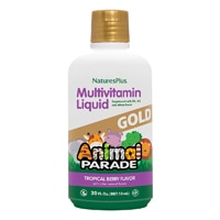 Animal Parade® Gold Children's Liquid (Жидкость) Multi-Vitamin and Mineral Supplement Tropical Berry -- 30 fl oz (Жидкие унции) NaturesPlus