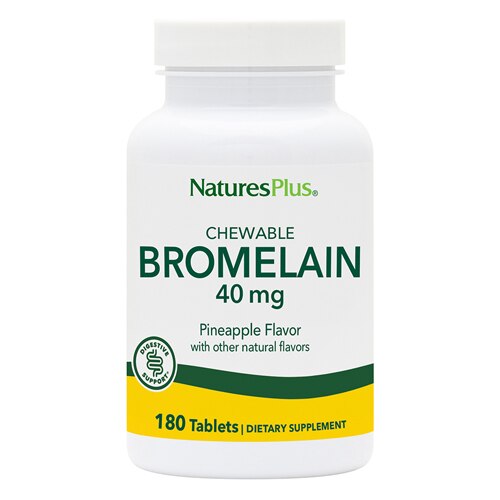 NaturesPlus Chewable Bromelain — 40 мг — 180 таблеток NaturesPlus
