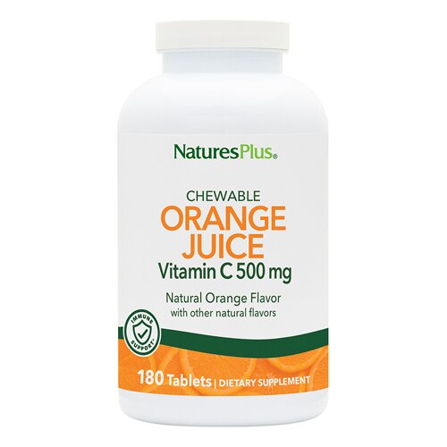 NaturesPlus Жевательный апельсиновый сок, витамин С, 500 мг, 180 таблеток NaturesPlus