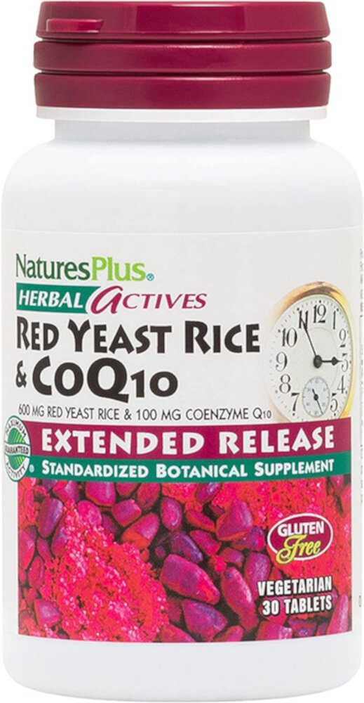 NaturesPlus Herbal Actives Красный дрожжевой рис и коэнзим Q10 — 30 вегетарианских таблеток NaturesPlus