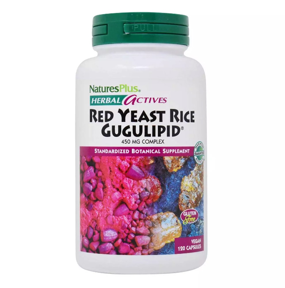 NaturesPlus Herbal Actives Красный дрожжевой рис Гугулипид® — 450 мг — 120 Веганских капсул NaturesPlus