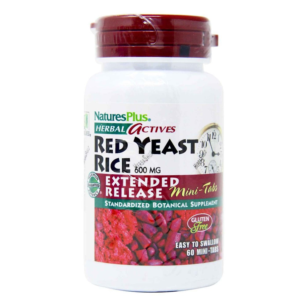 NaturesPlus Herbal Actives Травяная добавка из красного дрожжевого риса — 600 мг — 60 мини-таблеток NaturesPlus