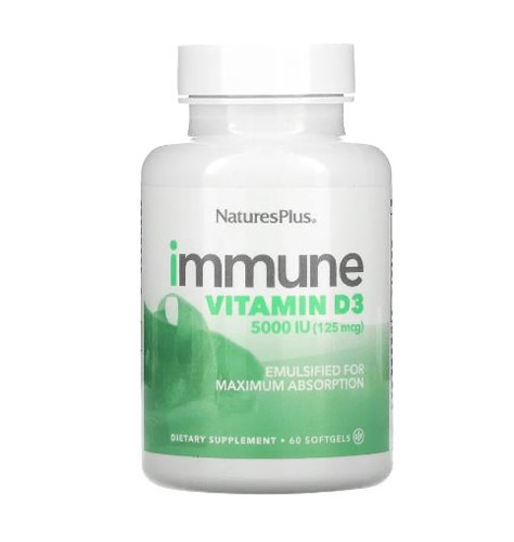Витамин D3 для Иммунитета - 125 мкг - 60 мягких капсул - NaturesPlus NaturesPlus