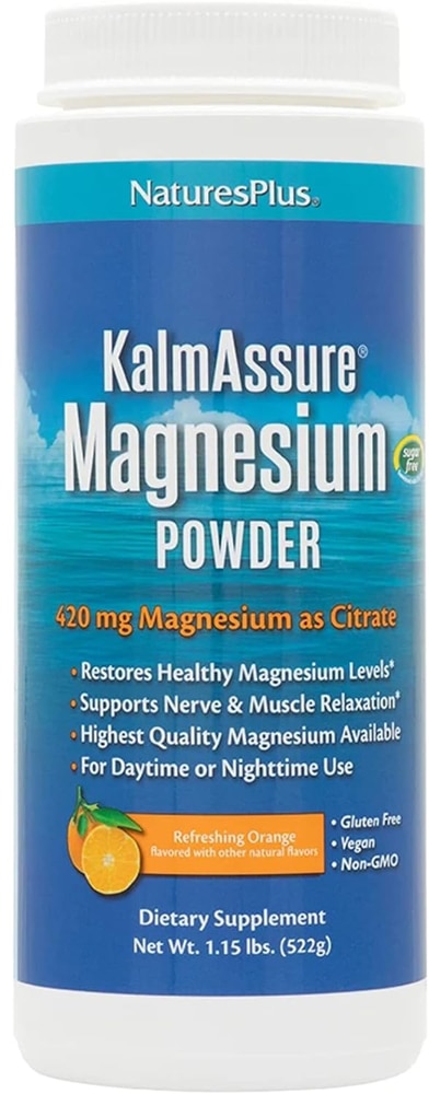 NaturesPlus KalmAssure® Порошок магния Натуральный апельсин — 400 мг — 1,15 фунта NaturesPlus
