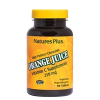 NaturesPlus Апельсиновый сок, жевательные таблетки с витамином С, 250 мг, 90 таблеток NaturesPlus