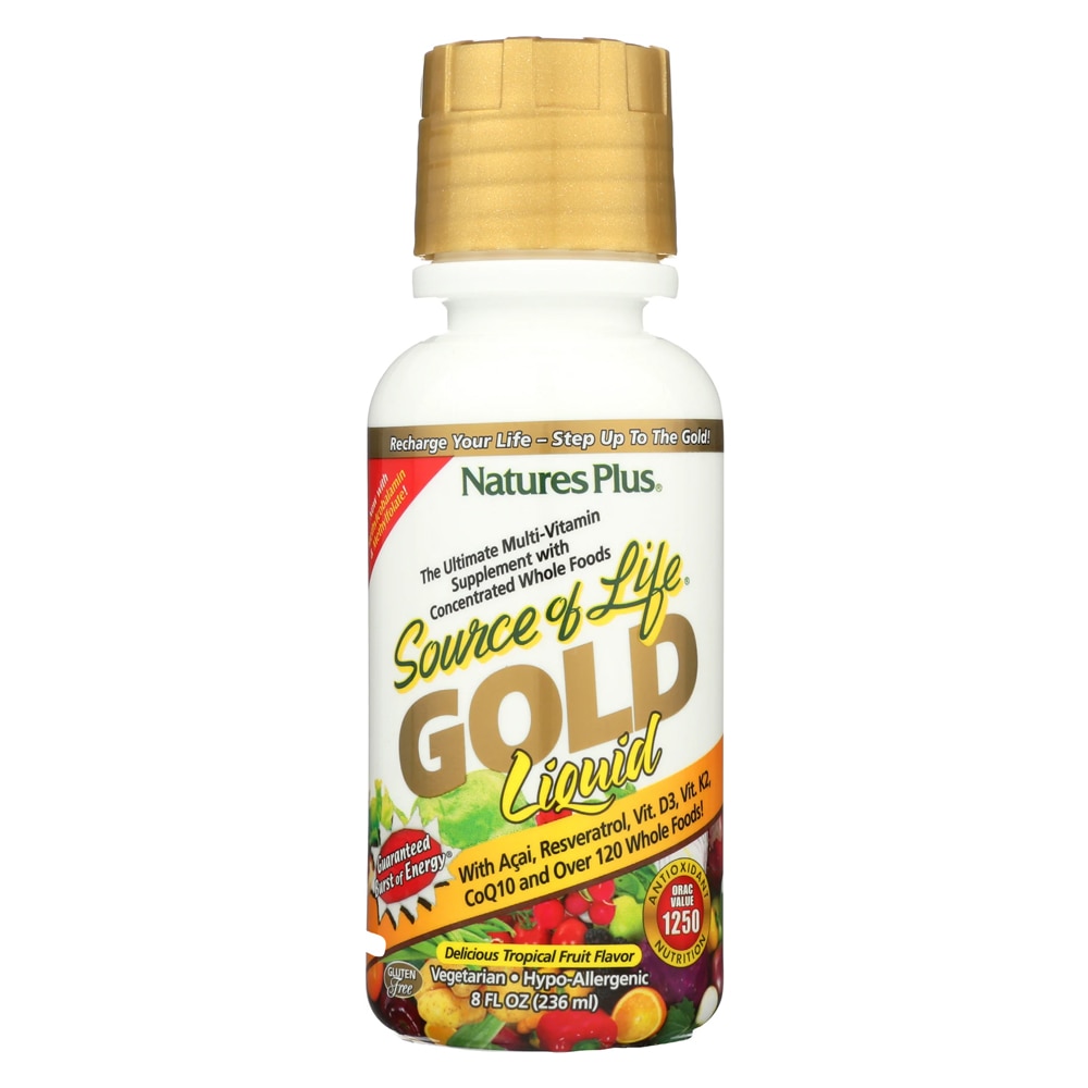 Source of Life® Gold Liquid (Жидкость) Multi-Vitamin Supplement Tropical Fruit -- 8 fl oz (Жидкие унции) NaturesPlus