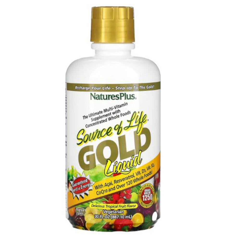 Source of Life® Gold Liquid (Жидкость) Multi-Vitamin Supplement Tropical Fruit -- 30 fl oz (Жидкие унции) NaturesPlus