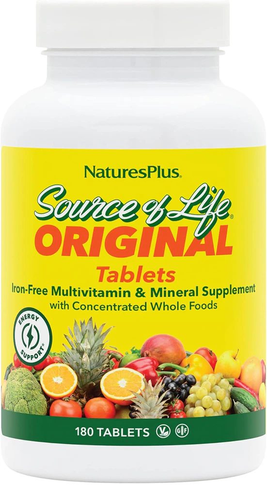 Source of Life Iron Free Multivitamin & Mineral Supplement -- 180 Tablets (Таблетки) NaturesPlus