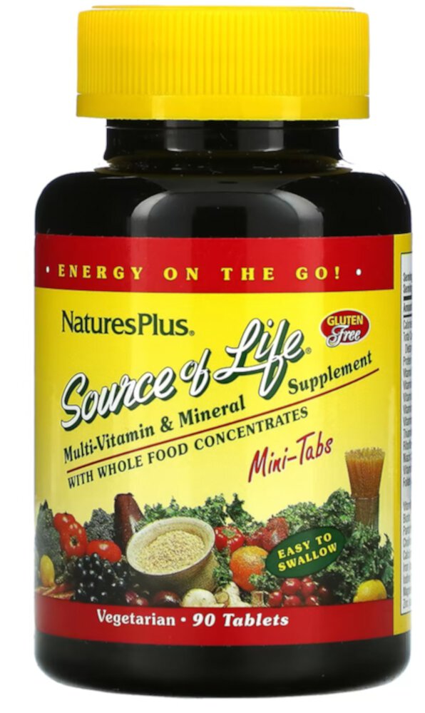 NaturesPlus Source of Life Мультивитаминная и минеральная добавка — 90 мини-таблеток NaturesPlus