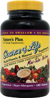 NaturesPlus Source of Life® Мультивитаминная и минеральная добавка без железа -- 180 мини-таблеток NaturesPlus