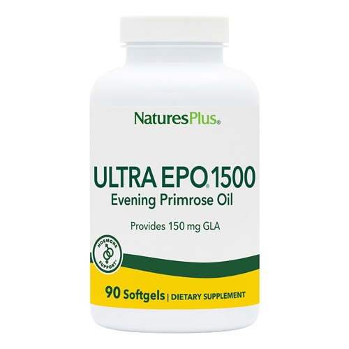 Ultra EPO 1500 — 90 капсул с маслом вечерней примулы, 150 мг ГЛК, поддержка гормонального здоровья NaturesPlus