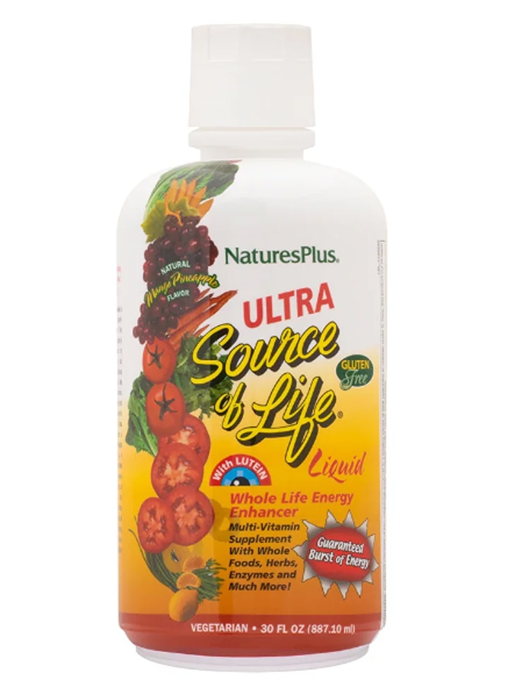 Ultra Source of Life Liquid (Жидкость) Multi-Vitamin Supplement Gluten Free Mango Pineapple -- 30 fl oz (Жидкие унции) NaturesPlus