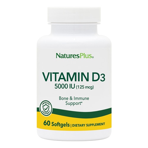 Витамин D3 - 5000 МЕ - 60 мягких капсул - NaturesPlus NaturesPlus