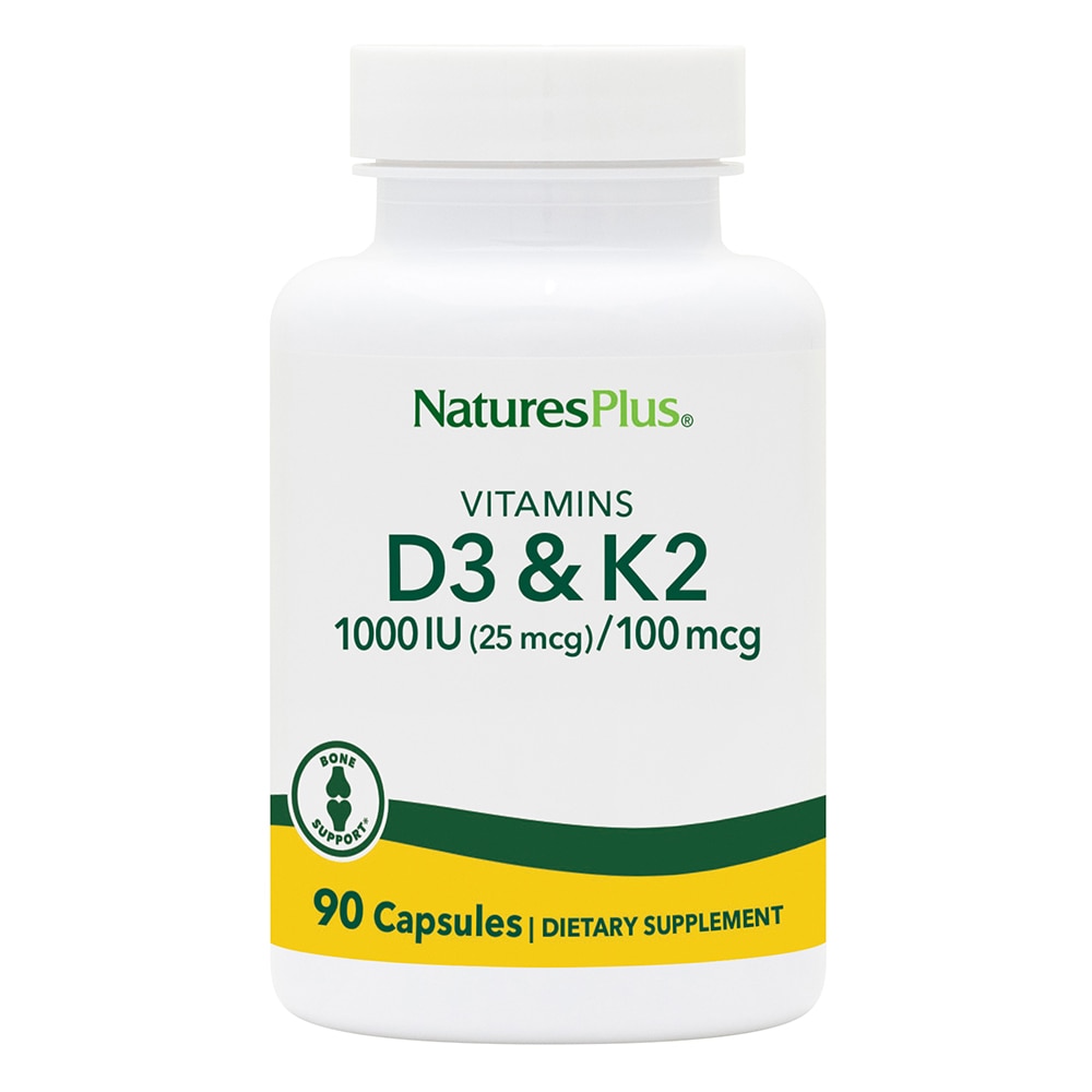 Витамин D3 и K2 - 1000 МЕ и 100 мкг - 90 капсул - NaturesPlus NaturesPlus