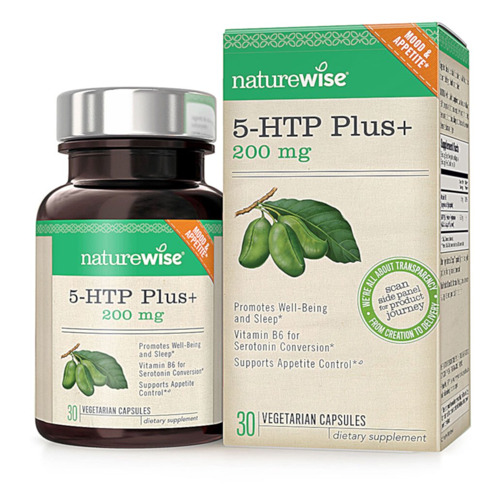 Naturewise Daily Care Products 5-HTP Plus — 200 мг — 30 вегетарианских капсул NatureWise