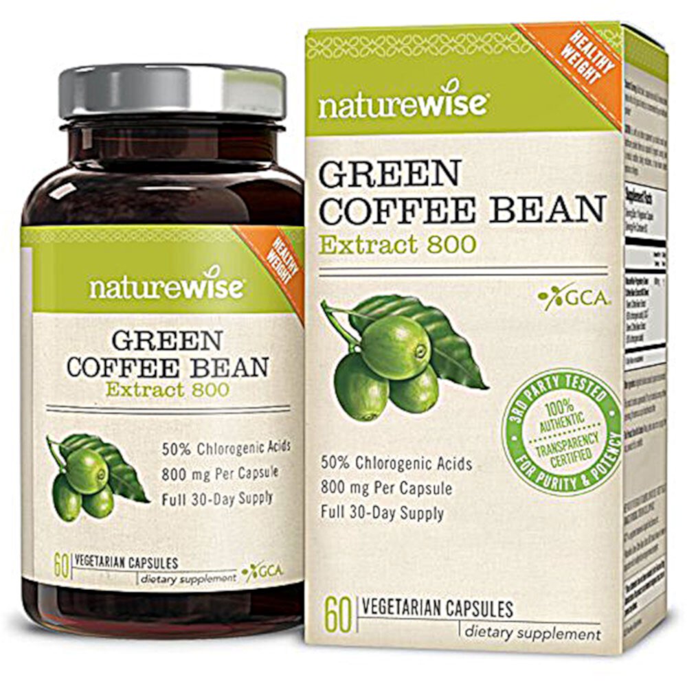 Экстракт зеленых кофейных зерен — 60 вегетарианских капсул NatureWise