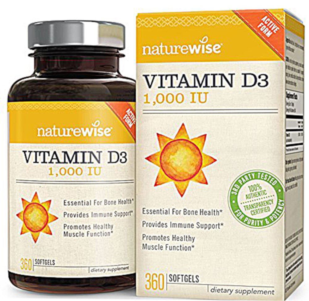 Vitamin D3 -- 25 mcg - 360 Softgels (Мягкие капсулы) NatureWise