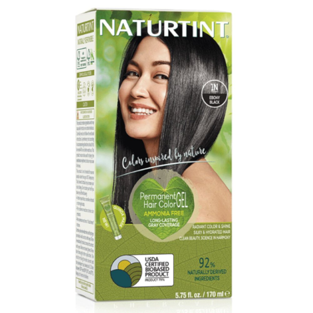 Стойкая краска для волос Naturtint 1N Ebony Black -- 5,75 жидких унций Naturtint