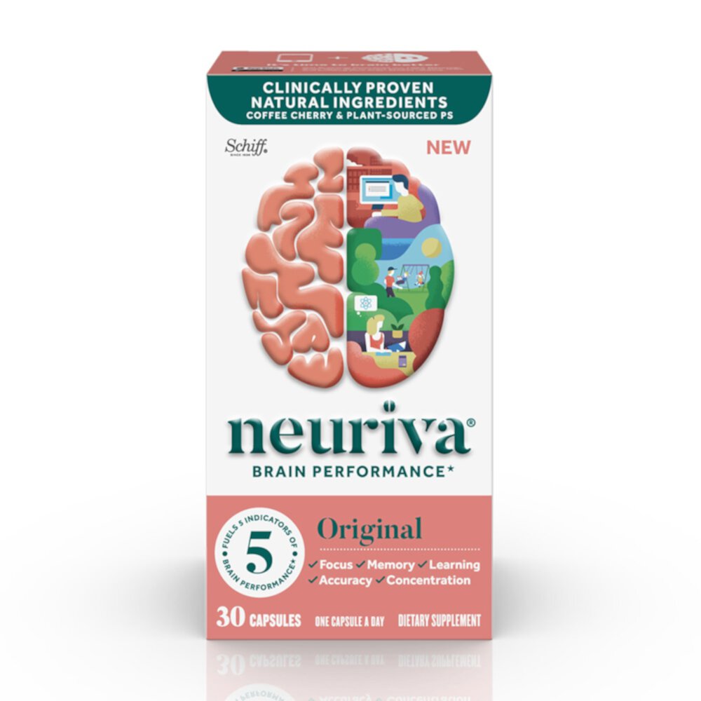 Капсулы, добавка для улучшения работы мозга, экстракт кофейных фруктов, 30 капсул Neuriva