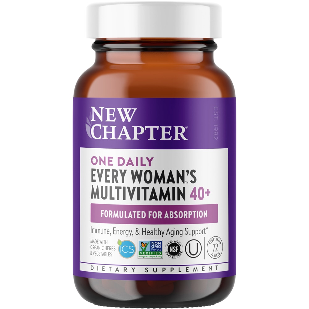 New Chapter Every Woman's™ Один ежедневный мультивитамин из цельных продуктов 40 Plus — 72 вегетарианских таблетки New Chapter