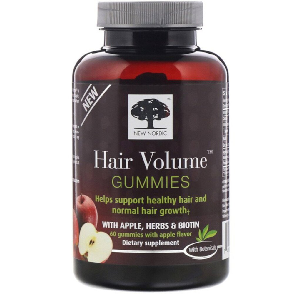 Hair Volume Gummies (Жевательные конфеты) Apple -- 60 Gummies New Nordic