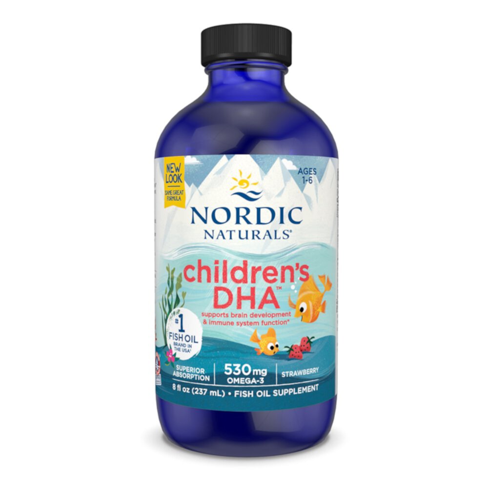 Детское рыбье масло DHA со вкусом клубники - 530 мг - 236 мл - Nordic Naturals Nordic Naturals