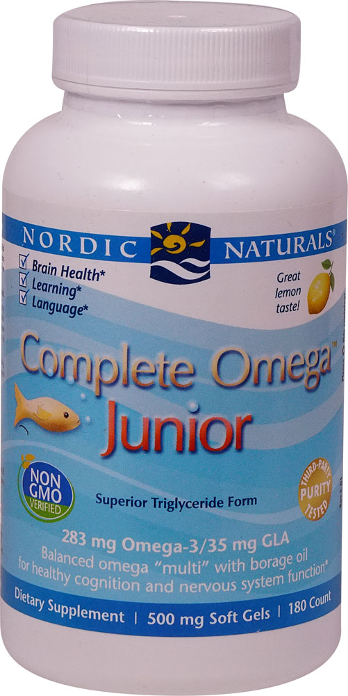 Complete Omega™ Junior Лимон - 500 мг - 180 мягких капсул - Nordic Naturals Nordic Naturals