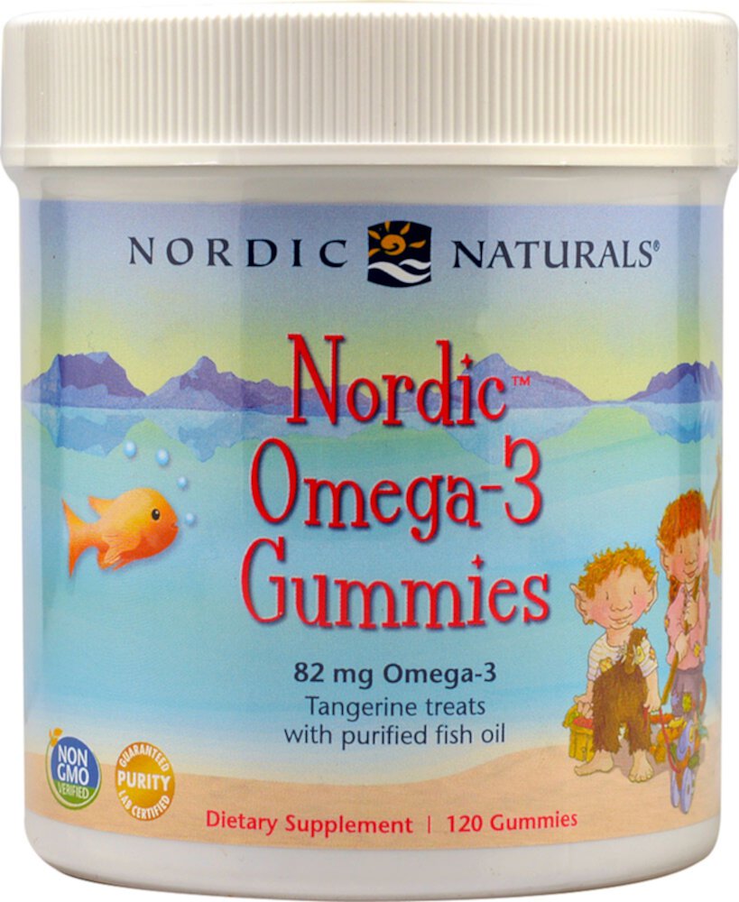 Nordic Омега-3 жевательные конфеты с мандарином — 120 жевательных конфет Nordic Naturals