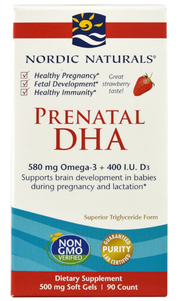 Prenatal DHA Strawberry -- 500 mg - 90 Softgels (Мягкие капсулы) Nordic Naturals