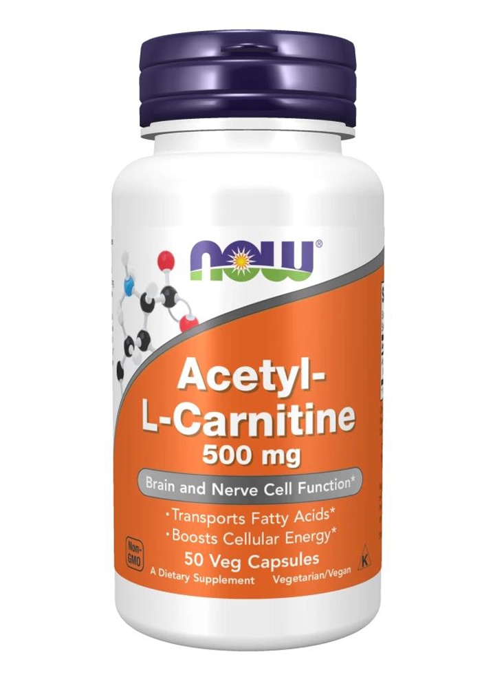 Acetyl-L Carnitine - 500 мг - 50 растительных капсул - NOW Foods NOW Foods