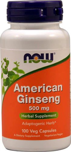 Адаптогенная трава: Экстракт американского женьшеня, 100 вегетарианских капсул NOW Foods