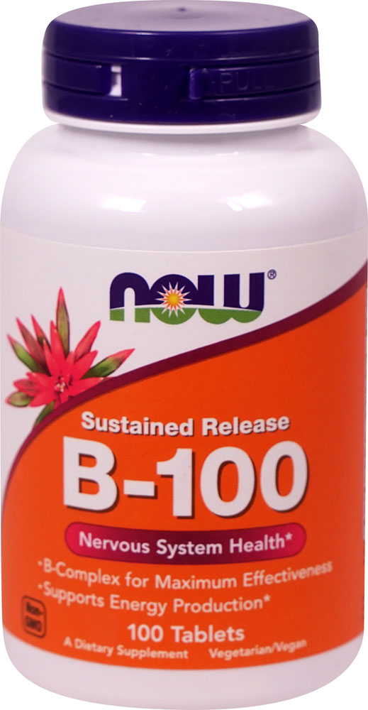 NOW B-100 пролонгированного действия - 100 таблеток NOW Foods