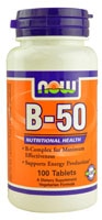 B-50 -- 100 Tablets (Таблетки) NOW Foods