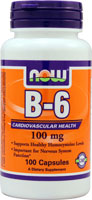 B-6 -- 100 mg - 100 Capsules (Капсулы) NOW Foods