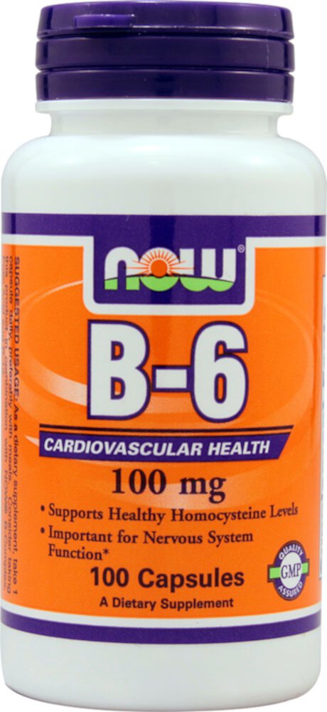 B-6 -- 100 mg - 100 Capsules (Капсулы) NOW Foods