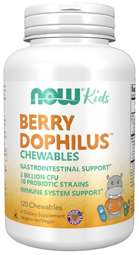 BerryDophilus Kids - 2 миллиарда КОЕ - 120 жевательных таблеток - NOW Foods NOW Foods