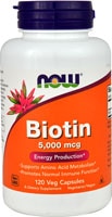 Биотин - 5000 мкг - 120 вегетарианских капсул - NOW Foods NOW Foods