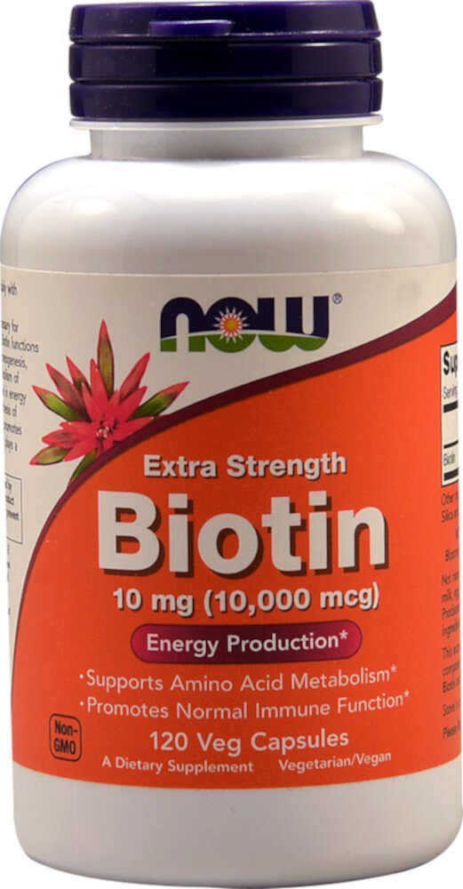 Биотин Экстра Сила - 10 мг - 120 Вегетарианских Капсул - NOW Foods NOW Foods