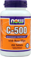 NOW C-500 с шиповником - 250 таблеток NOW Foods