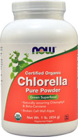Сертифицированный органический чистый порошок хлореллы от NOW – 1 фунт NOW Foods