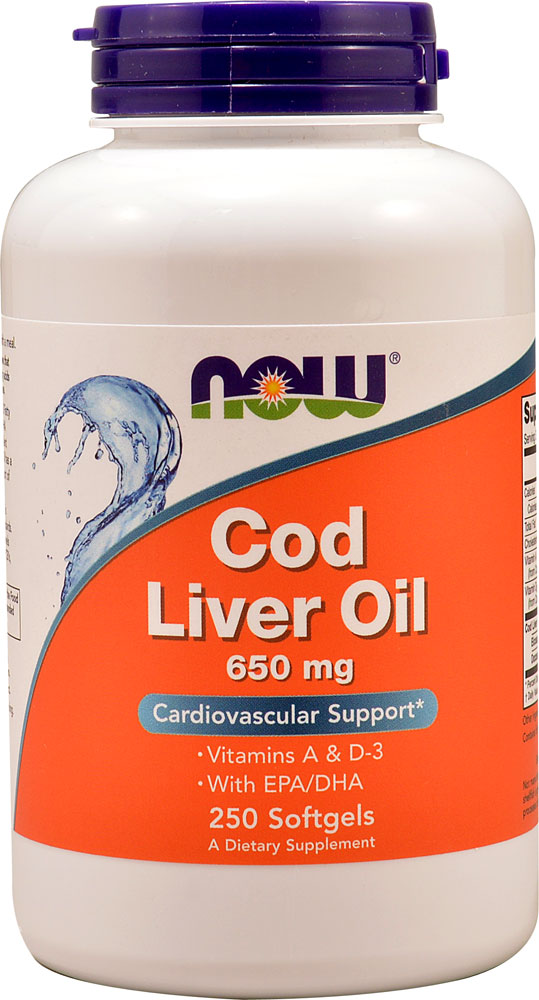 Cod Liver Oil -- 650 mg - 250 Softgels (Мягкие капсулы) NOW Foods