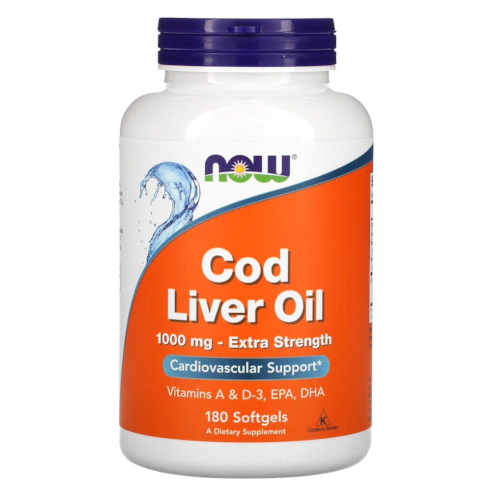 Cod Liver Oil -- 1000 mg - 180 Softgels (Мягкие капсулы) NOW Foods