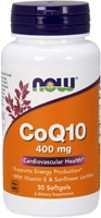 ТЕПЕРЬ CoQ10 -- 400 мг -- 30 мягких капсул NOW Foods